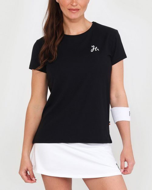 Luna Tee - Dam-tshirt för padel. Mjuk och stretchig i Svart. Style Fram.