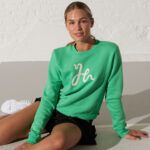 Sweatshirt med tryck grön