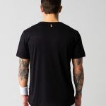 Svart T-shirt för padel med gummiprintad logo på bröstet