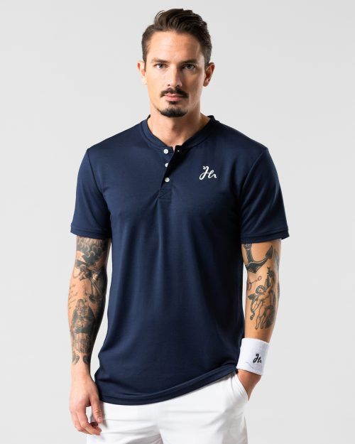 Blue henley for padel from Humbleton
