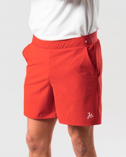 Red shorts for padel from Humbleton